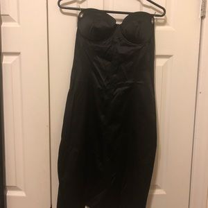 Black satin corset dress
